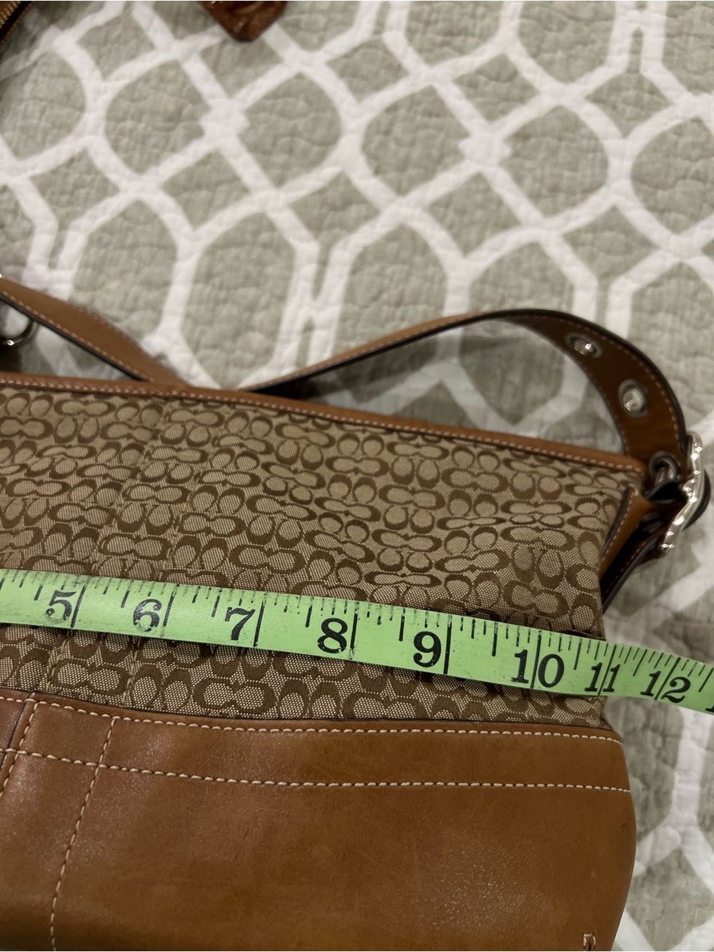 Coach Brown Signature Canvas Shoulder Bag with Leather Tassel - Picture 8 of 9